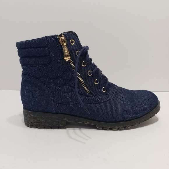 Beston Blue Denim Jeans Booties - Picture 9 of 11